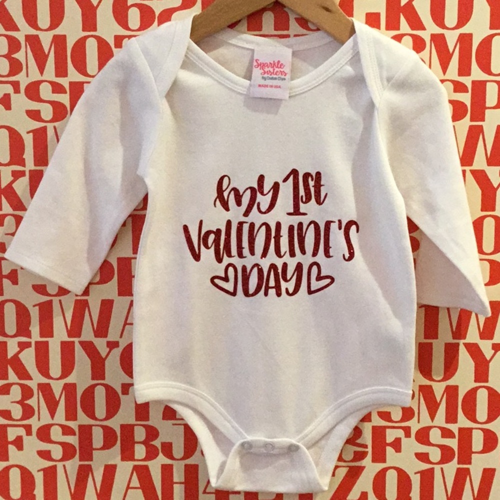 Sparkle Sisters My First Valentine’s Onesie, NWT, Size 6 months